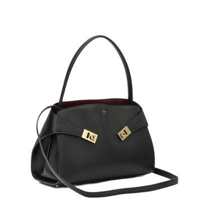 Hug Soft Medium Calfskin Shoulder Bag - Nero/Borgogna - Image 2