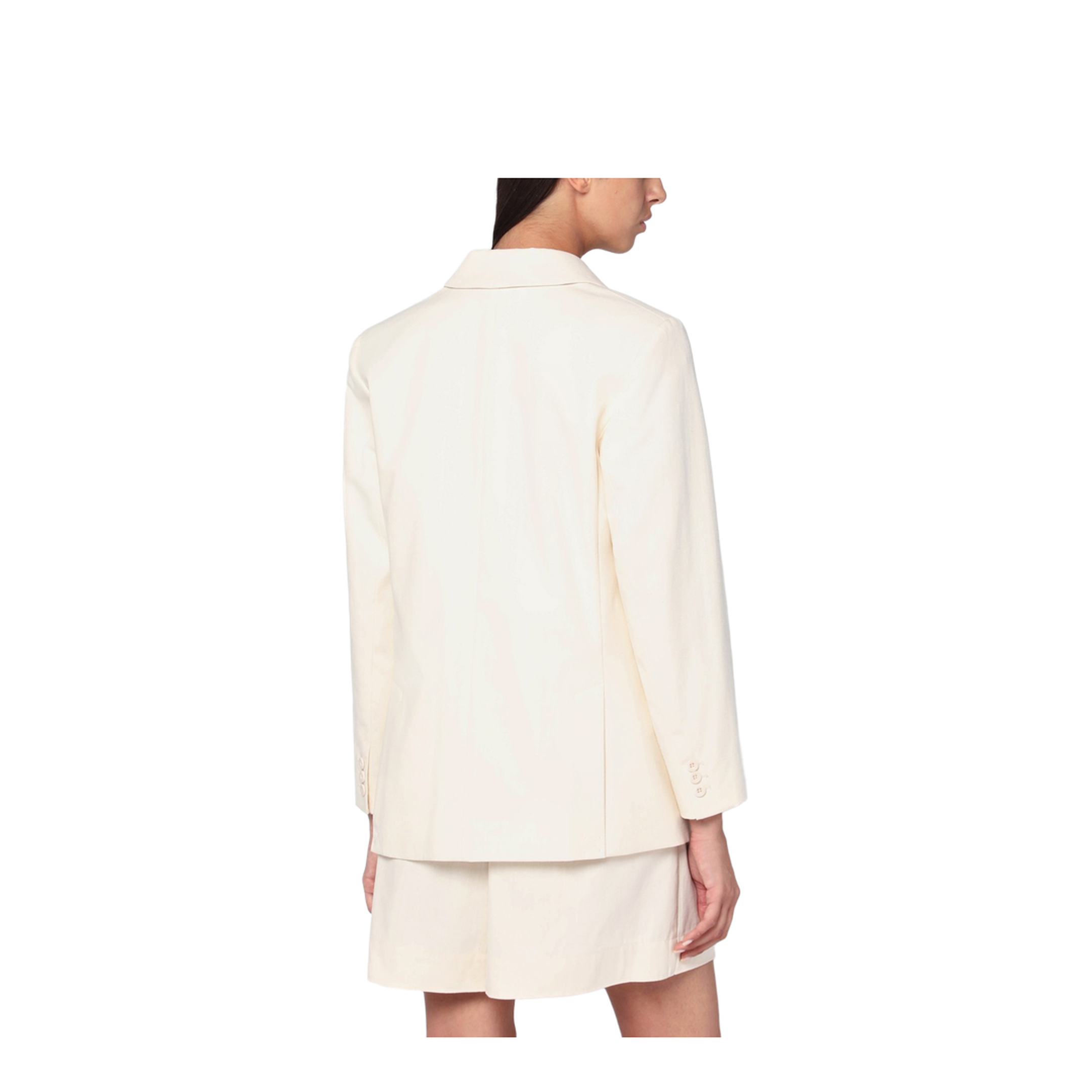 Double-Breasted Jacket In Ecru Cotton - Image 2
