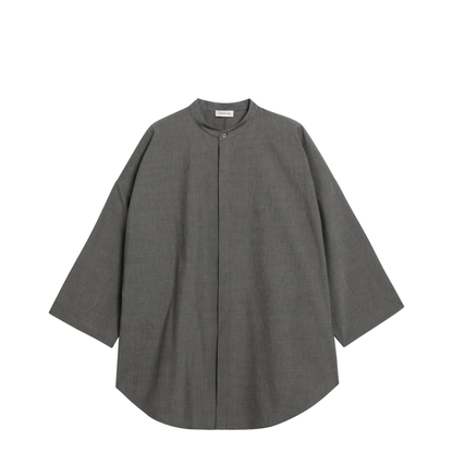 Relaxed Mandarin Shirt In Wool Blend - Image 1