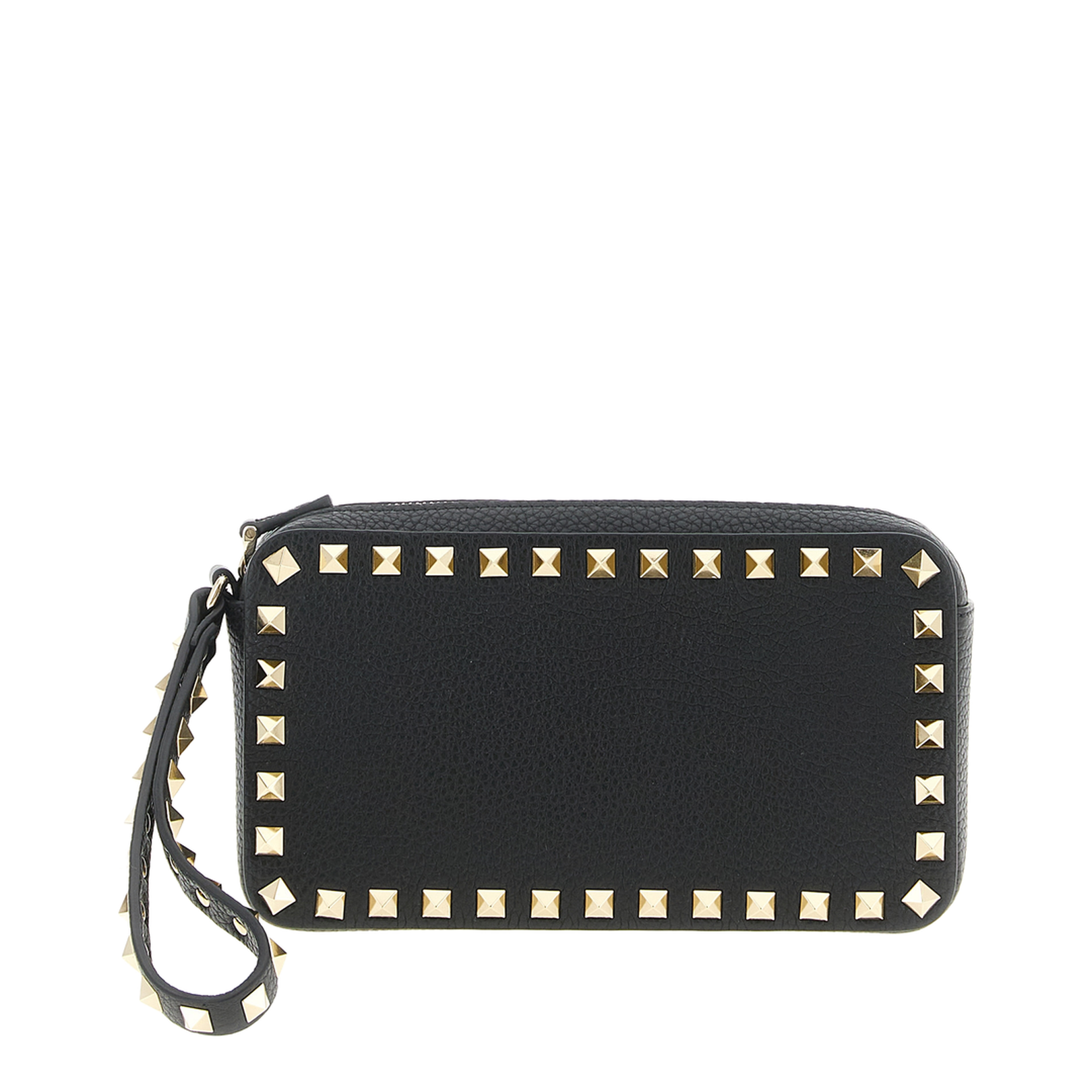 Rockstud Clutch Bag Leather Black - Image 1