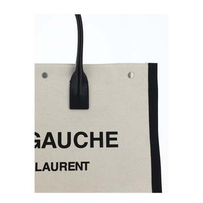 Rive Gauche Large Canvas Tote Bags - White - Image 1