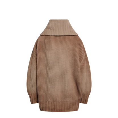 Camel Wool and Cashmere Sweater with Asymmetric Zip - Image 2
