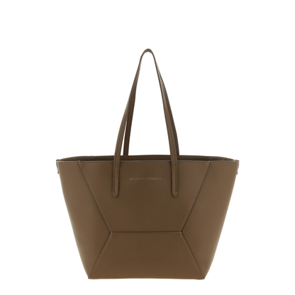Duo Medium Leather Tote Bag - Brown - Image 4