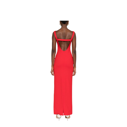 Red Boat Neck Sleeveless Maxi Dress - Image 4