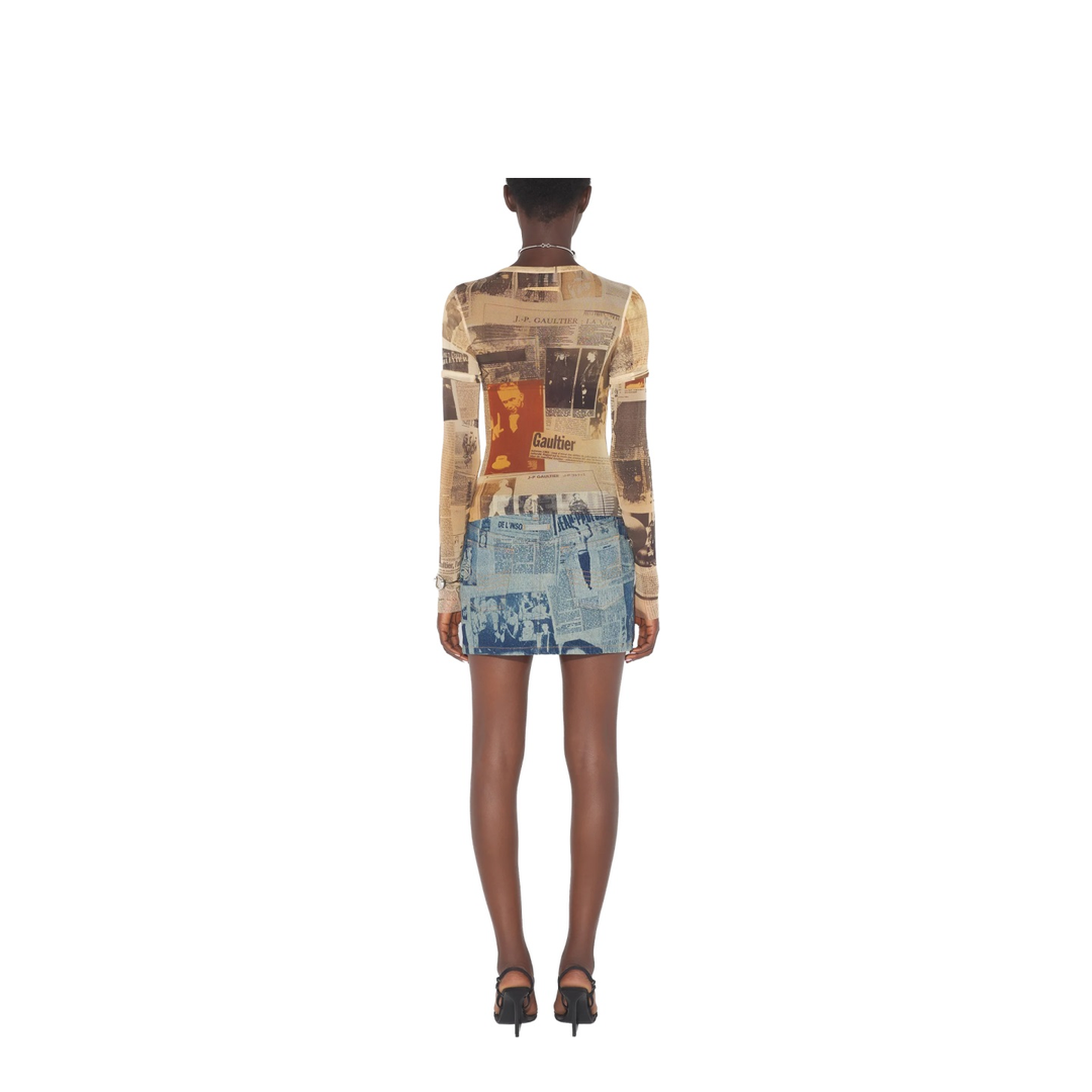 Miniskirt with Newspaper Print - Image 3