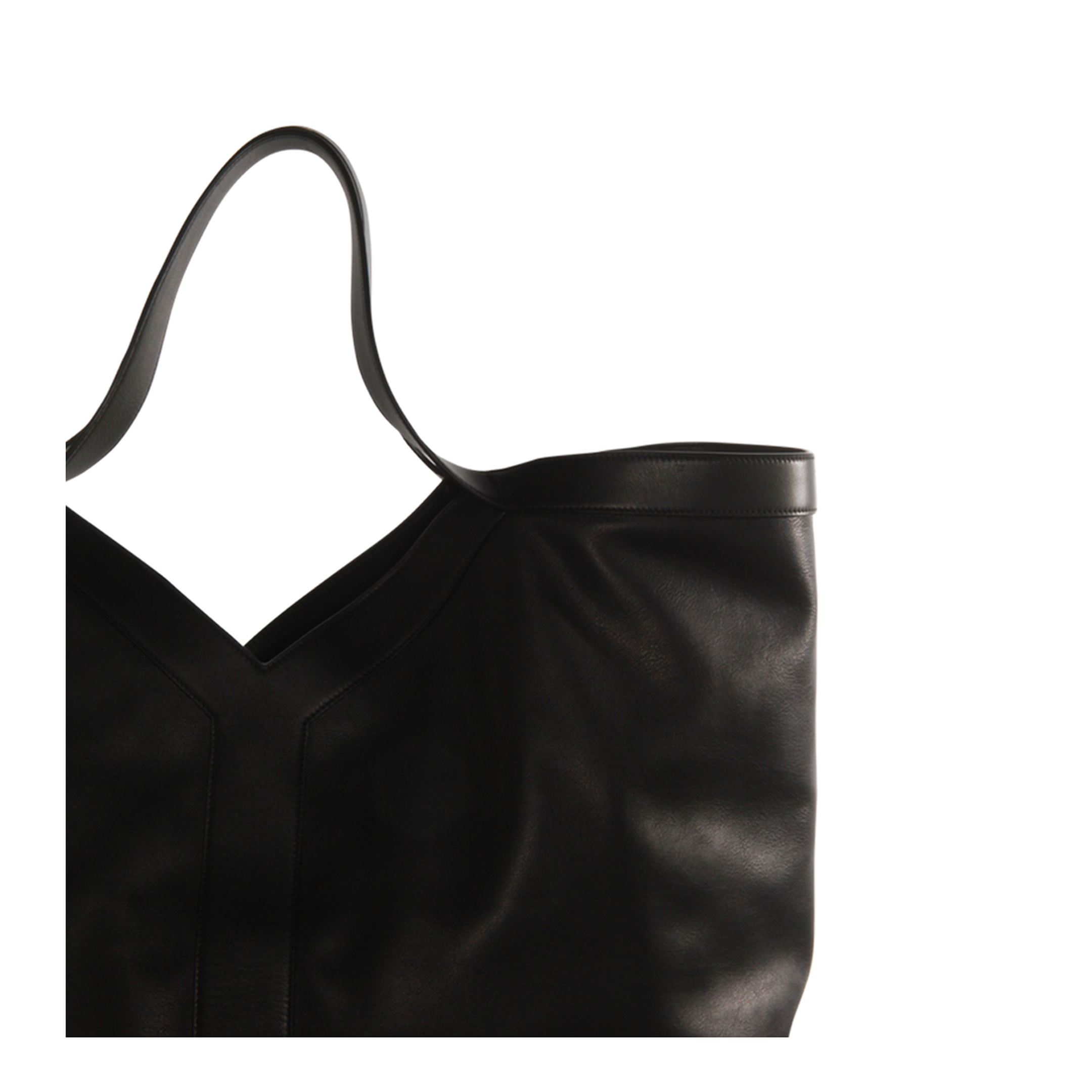 Y Maxi Leather Top Handle Bag - Black - Image 4
