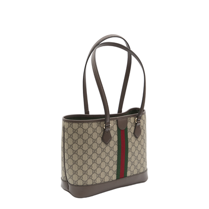 Ophidia Medium Coated Canvas Tote Bag - Beige and Brown - Image 2
