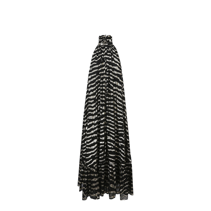 Long Dress in Lamé Tiger Silk - Black / Gold - Image 1