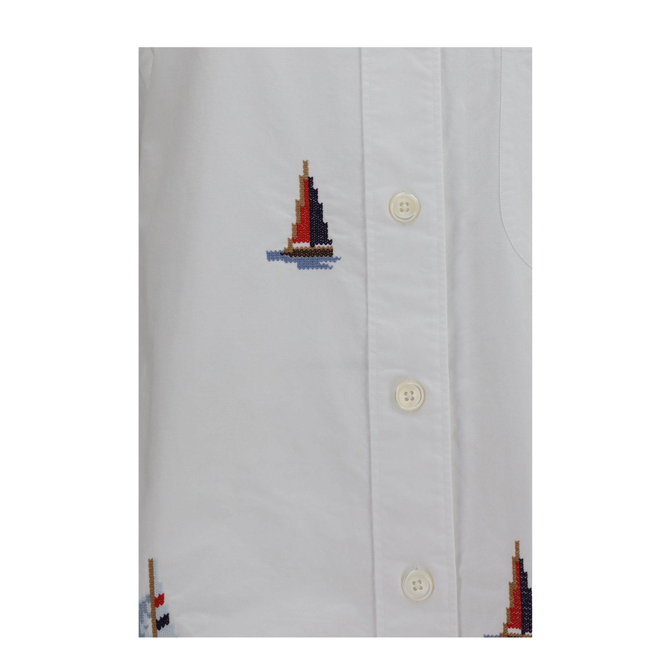 Oversized Sailboat-embroidered Shirt - Image 3