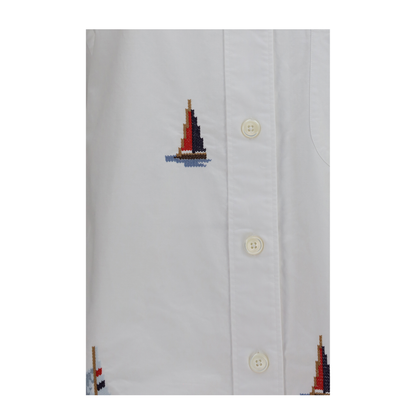 Oversized Sailboat-embroidered Shirt - Image 3