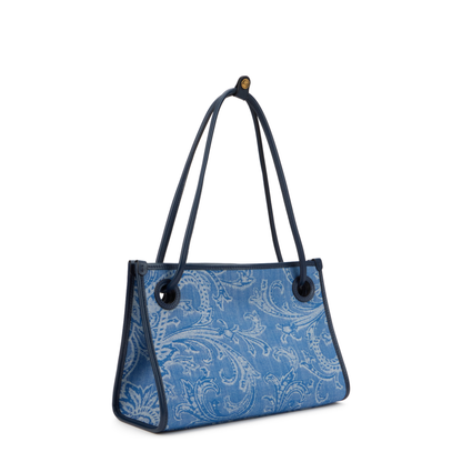 Small Eyes Jacquard Denim Tote - Blue - Image 2