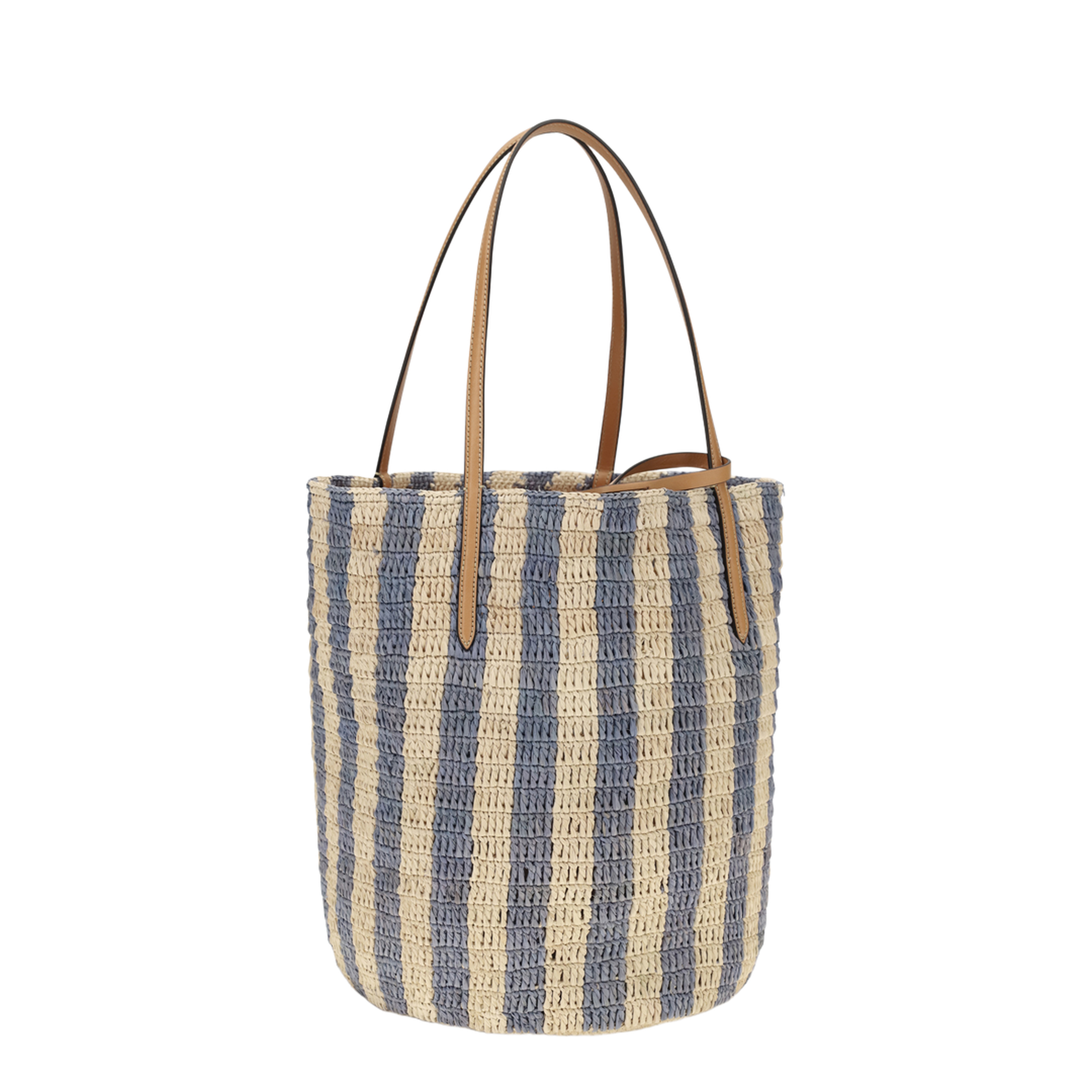 Striped Raffia Bucket Bag - Image 3