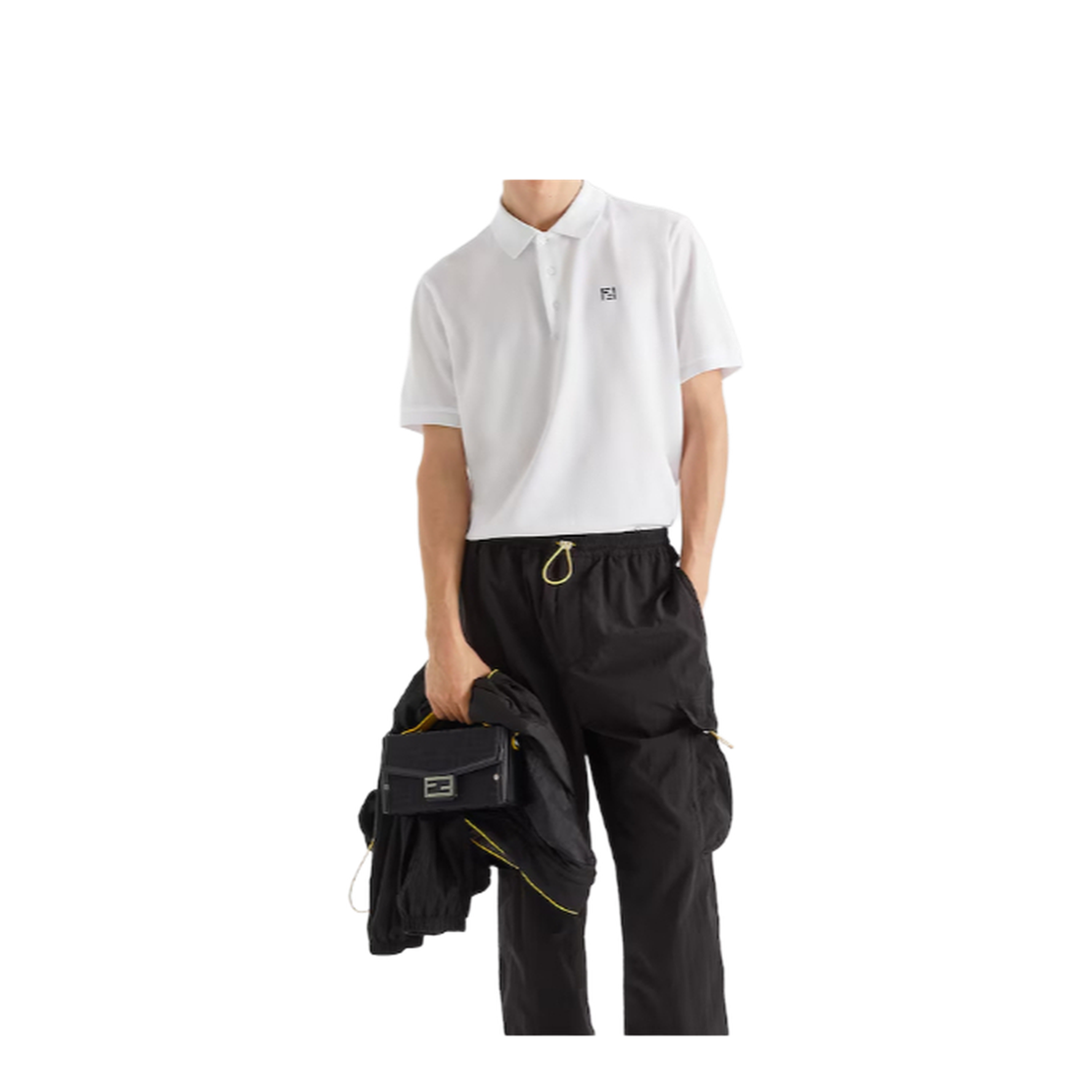 Baguette Soft Trunk Nylon Jacquard Crossbody - Black - Image 4