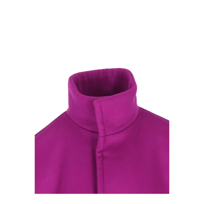 Boxy Belted Coat in Wool in Purple - Image 3