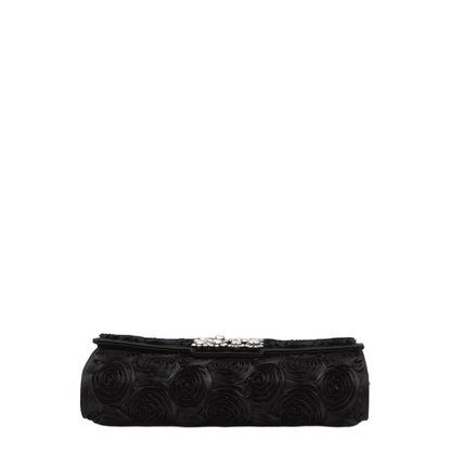 Satin Bag with Crystal Buckle and Rose Detail - Image 3