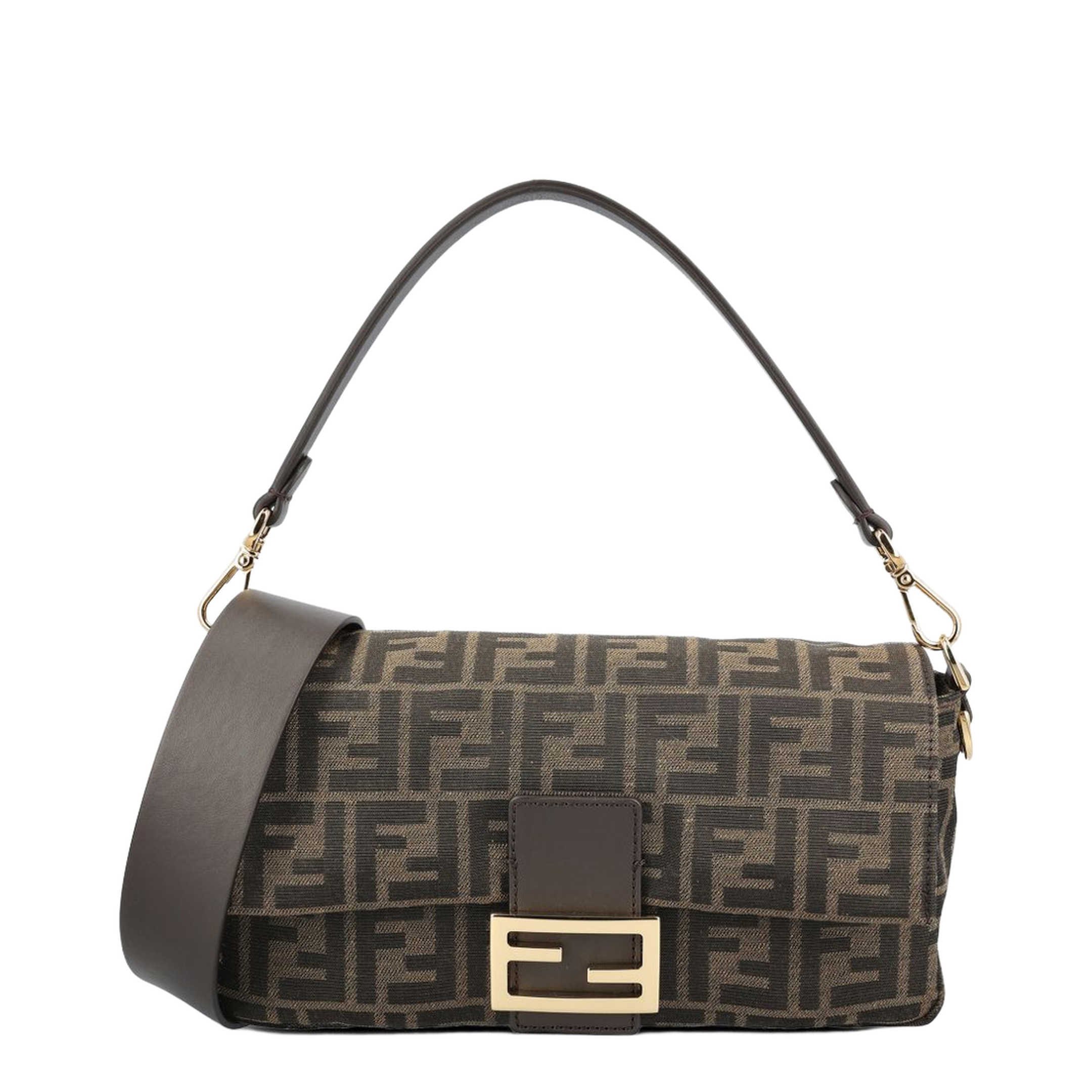 Baguette Medium FF Jacquard Shoulder Bag - Tobacco Brown - Image 1