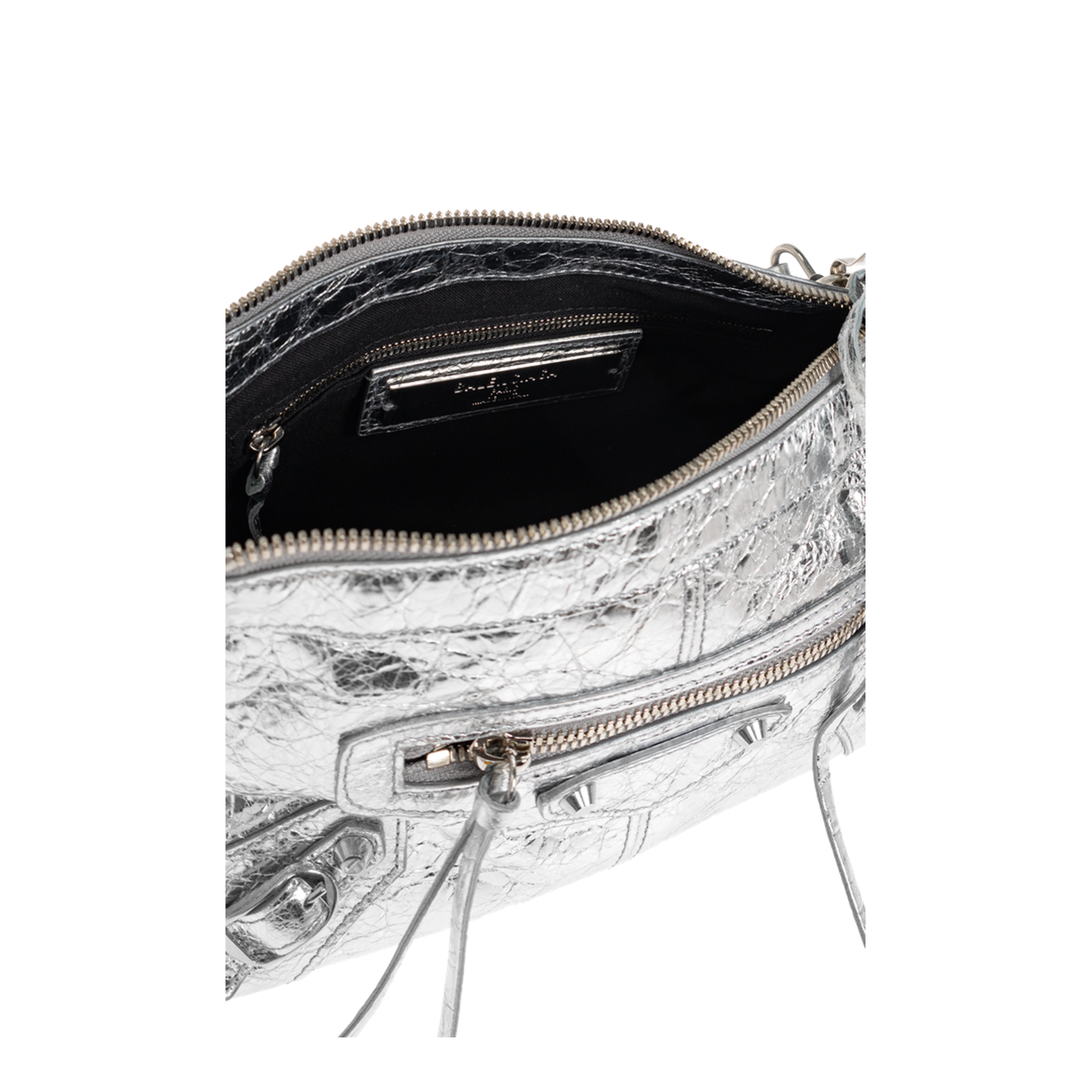 Le City Moto Mini Lambskin Shoulder Bag - Silver - Image 5