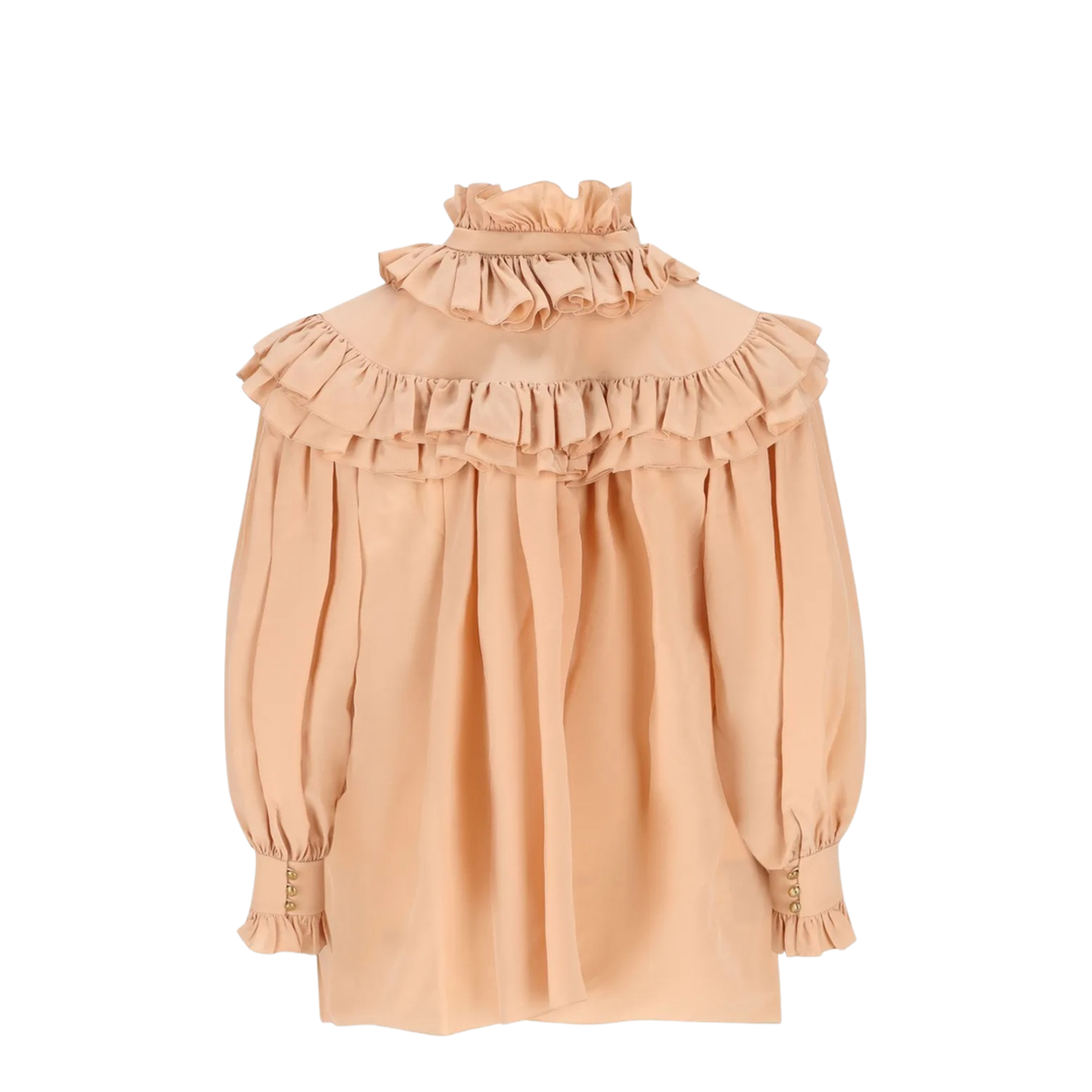 Oversized Crêpe de Chine Ruffle Top - Image 2