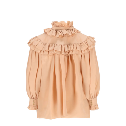 Oversized Crêpe de Chine Ruffle Top - Image 2