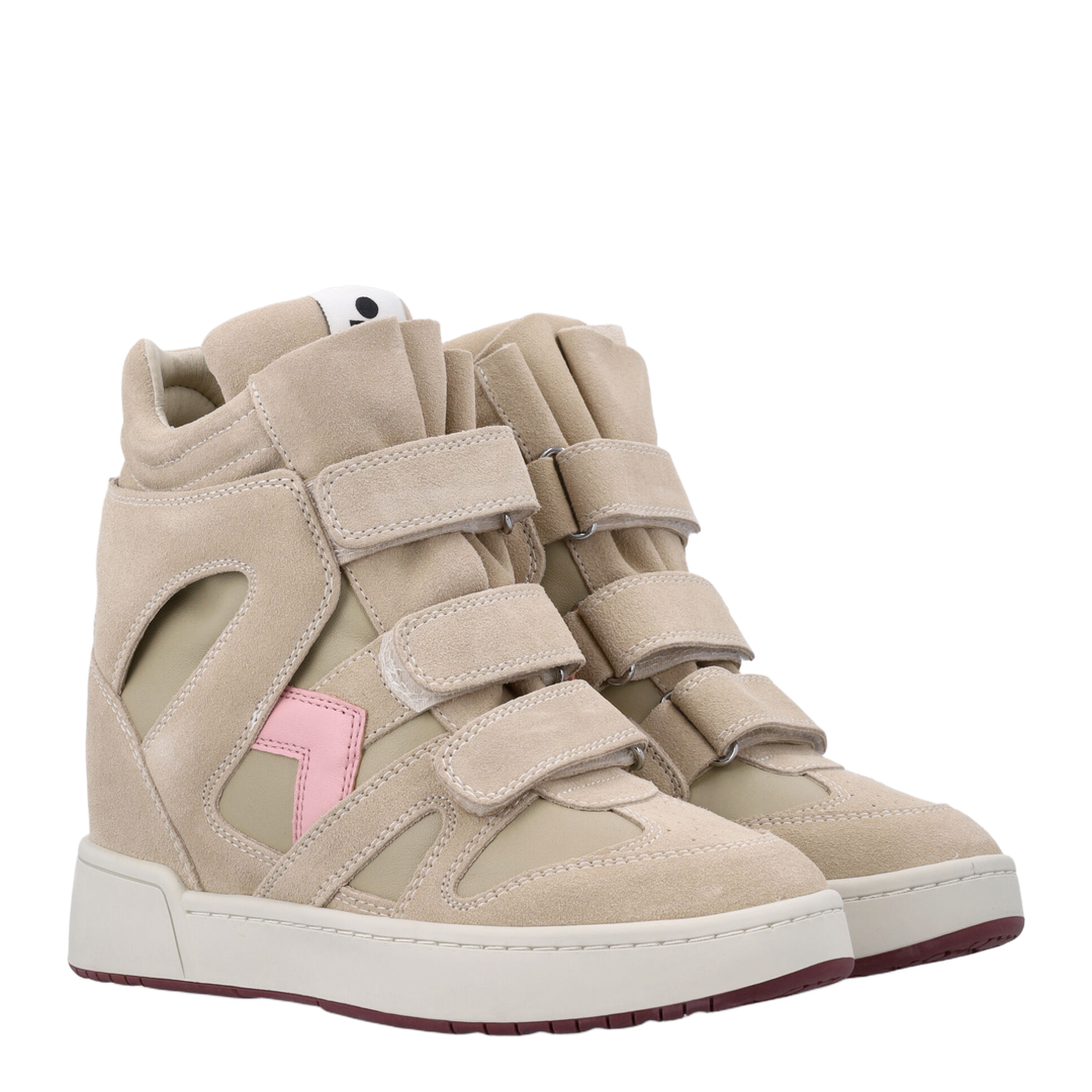 Bekett wedge sneakers in beige/pink suede - Image 3