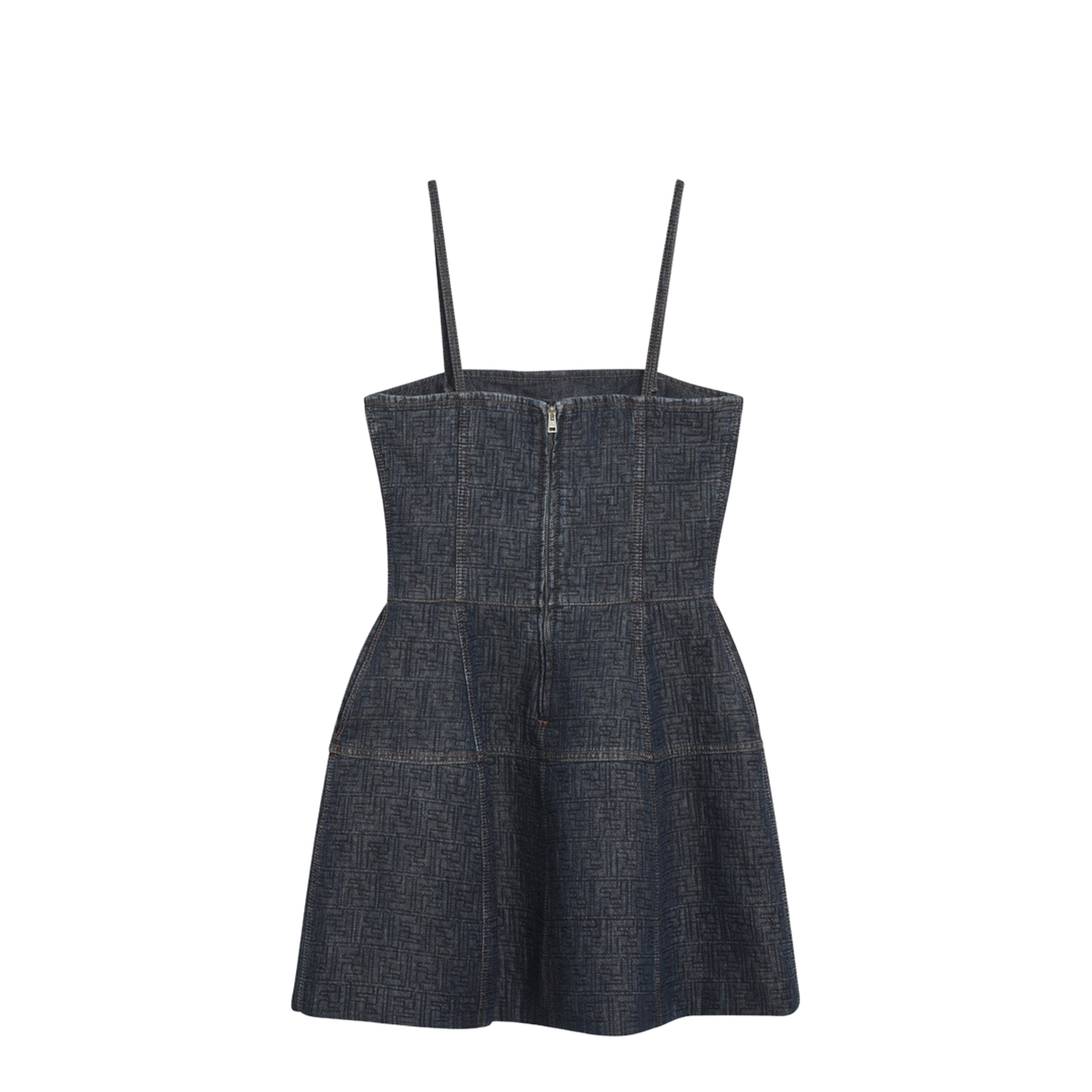 Dark Blue FF Denim Bustier Dress - Image 2