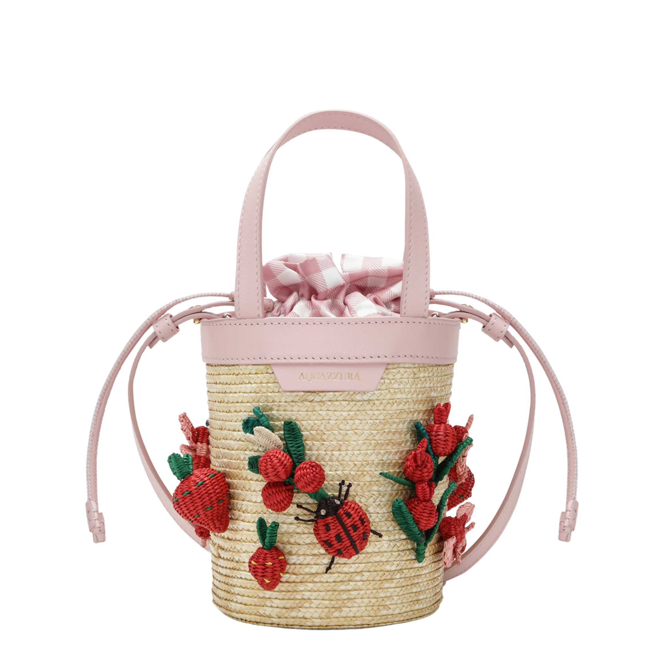 Botanica Mini Bucket Bag in Raffia and Leather - Image 1