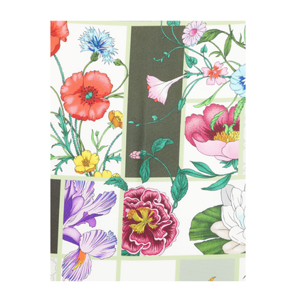 Green Silk Twill Scarf with Flora Print - Image 2