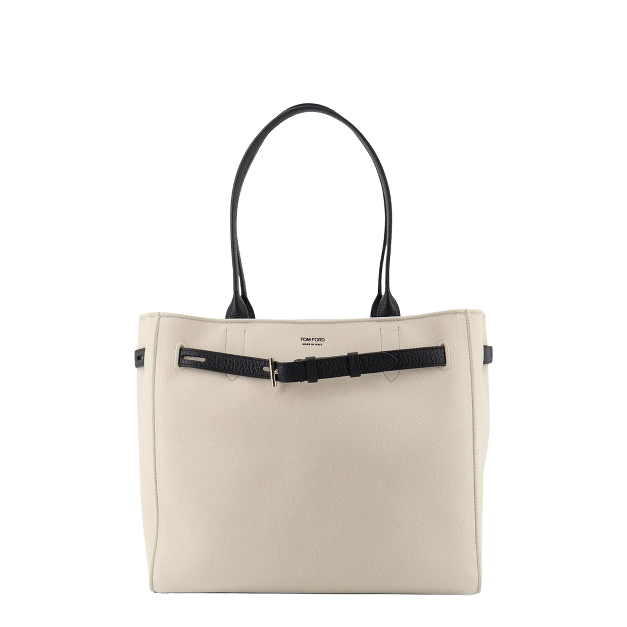 Audrey Medium Canvas Tote - Ecru/Black - Image 5