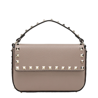 Rockstud Grainy Calfskin Pouch - Poudre - Image 1