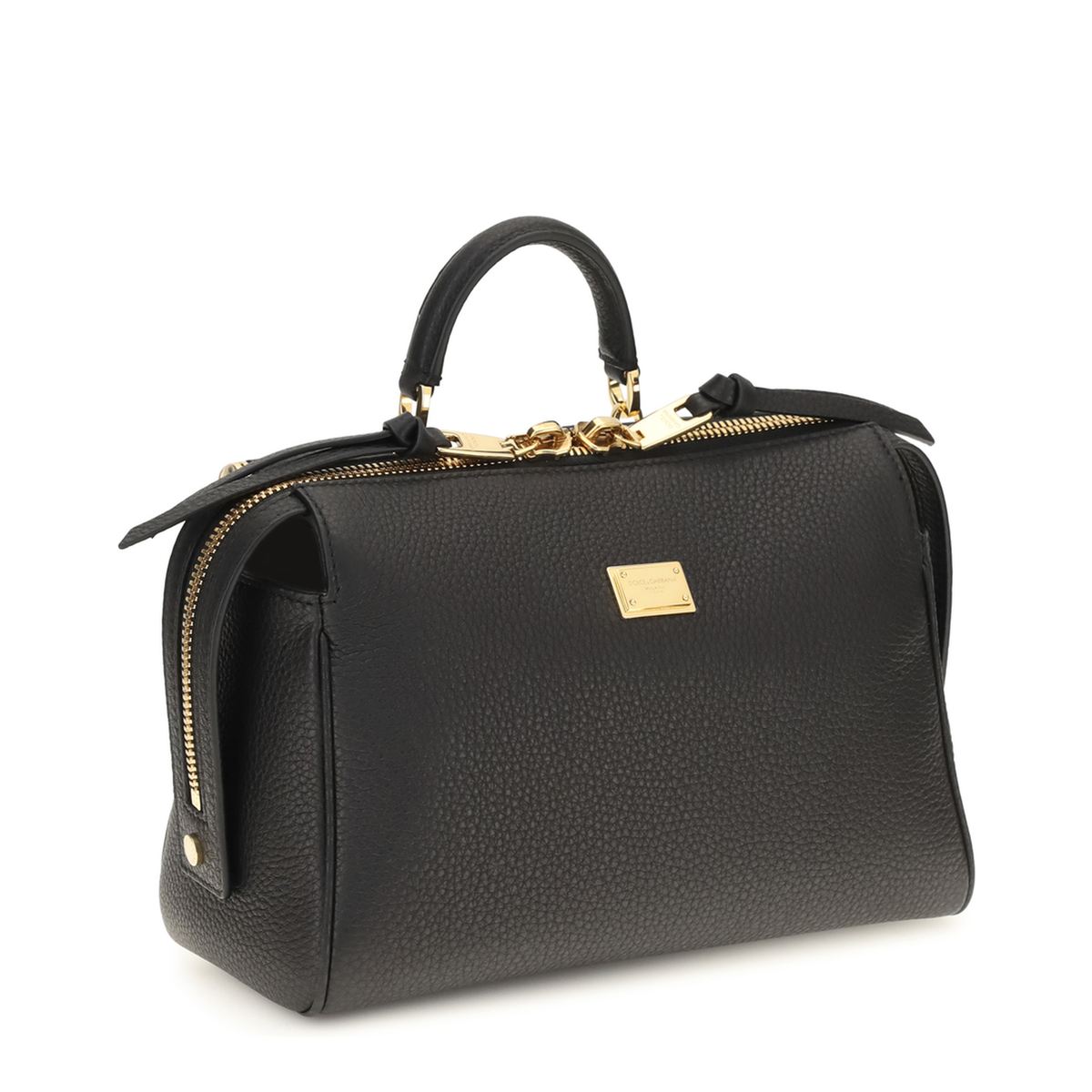 Medium Calfskin Top Handle Bag - Black - Image 2