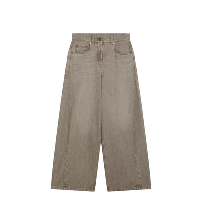 Wide-leg desert-colored jeans - Image 1