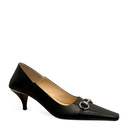 Vittoria Pump in Black Leather - Image 1