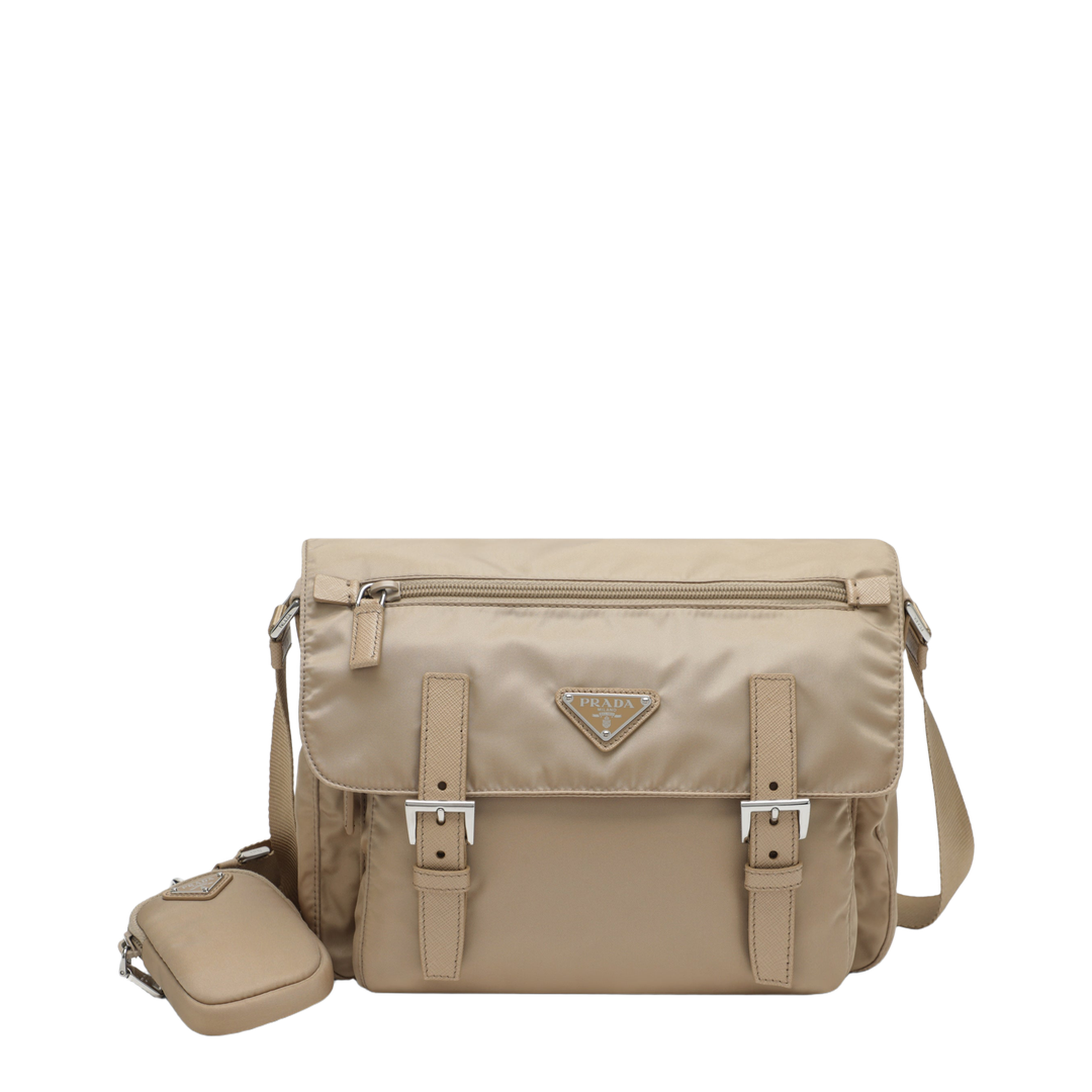Re-Nylon Medium Re-Nylon Shoulder Bag - Camel Brown - Image 1