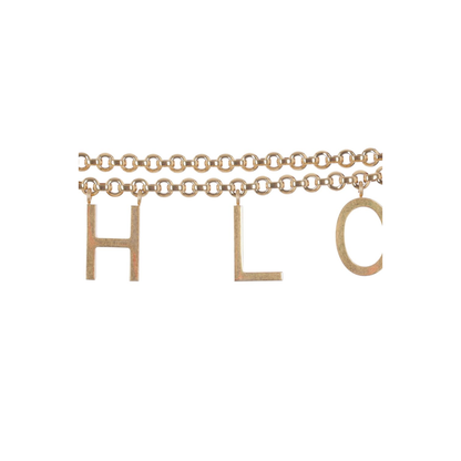 Gold-Tone Interlocking Chain Design Lettered Detailing Adjustable Length Clasp Fastening - Image 3