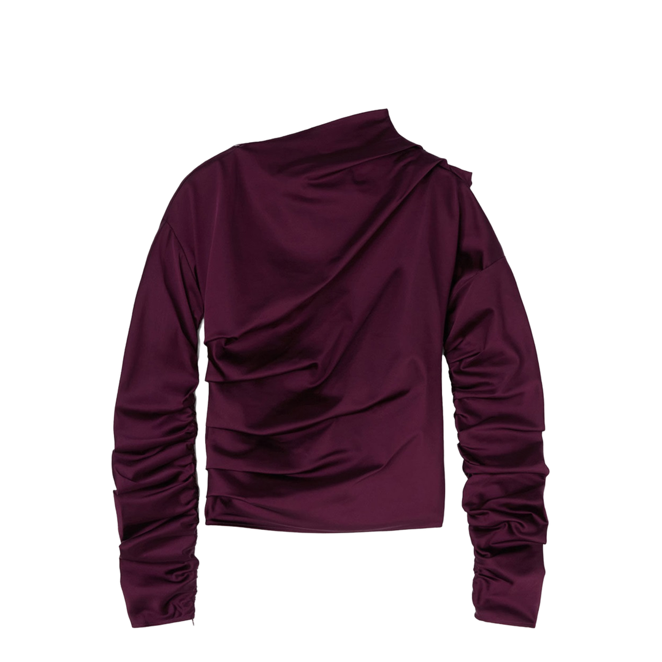 Technical Stretch Satin Ruched Top - Image 1