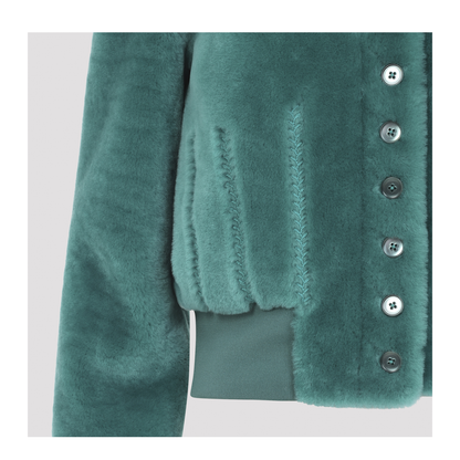Cropped Shearling Bomber Jacket - Image 6