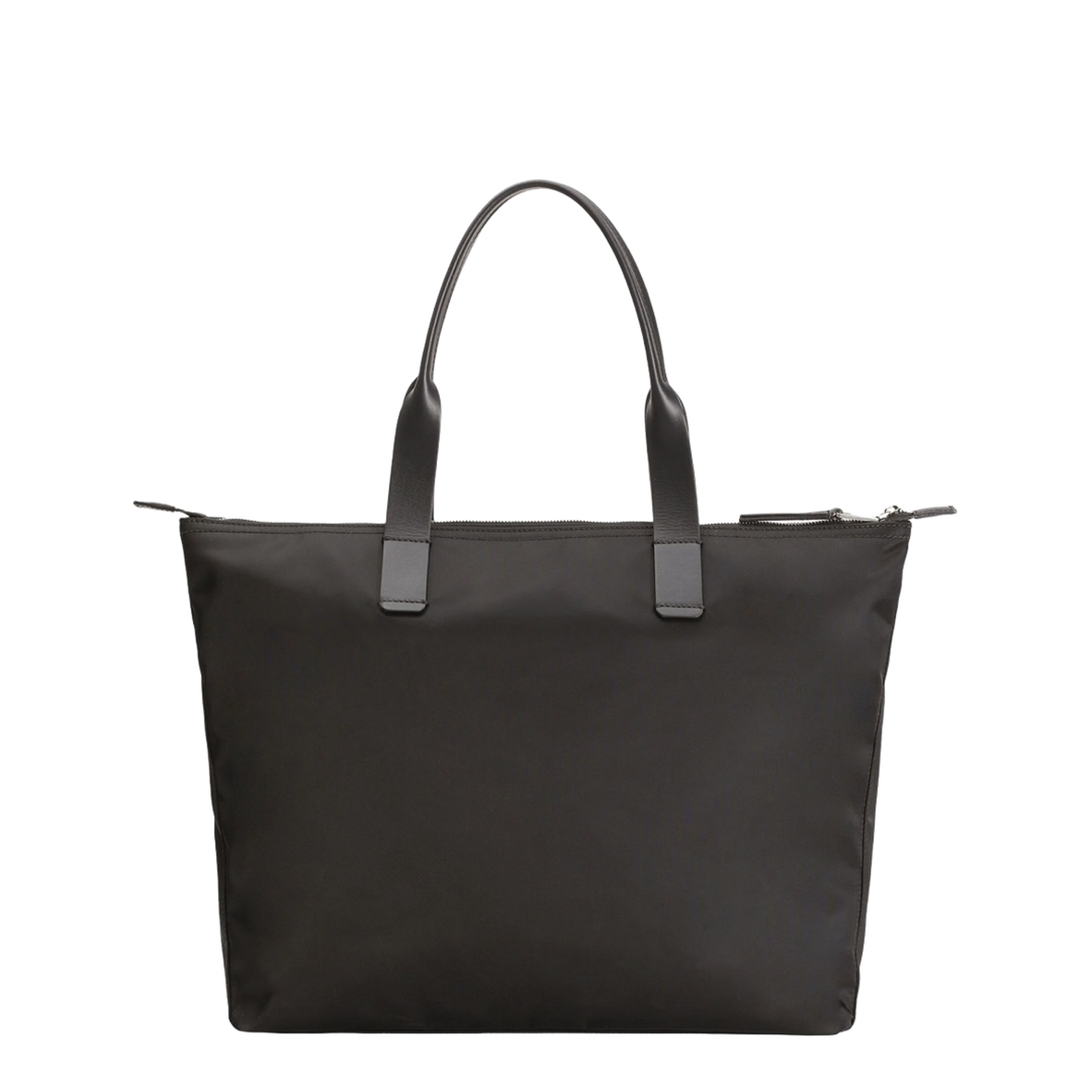 Adamo Small Nylon Smooth Calfskin Shopping Tote - Black - Image 4
