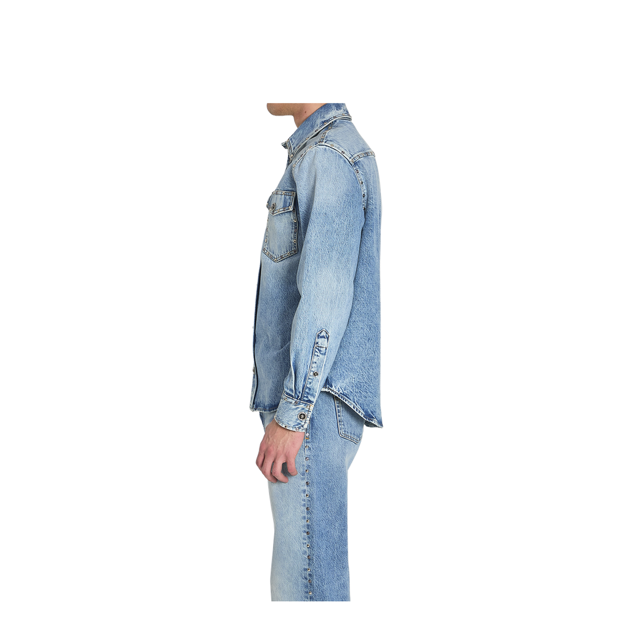 Shirt Denim Stop Denim and Studs Stone Wash Light Blue - Image 3