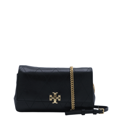 Kira Diamond Quilt Nappa Leather Shoulder Bag - Black - Image 2
