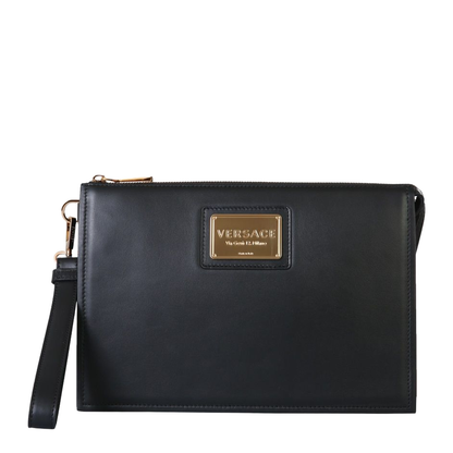Golden Logo Clutch Bag in Black - Image 1