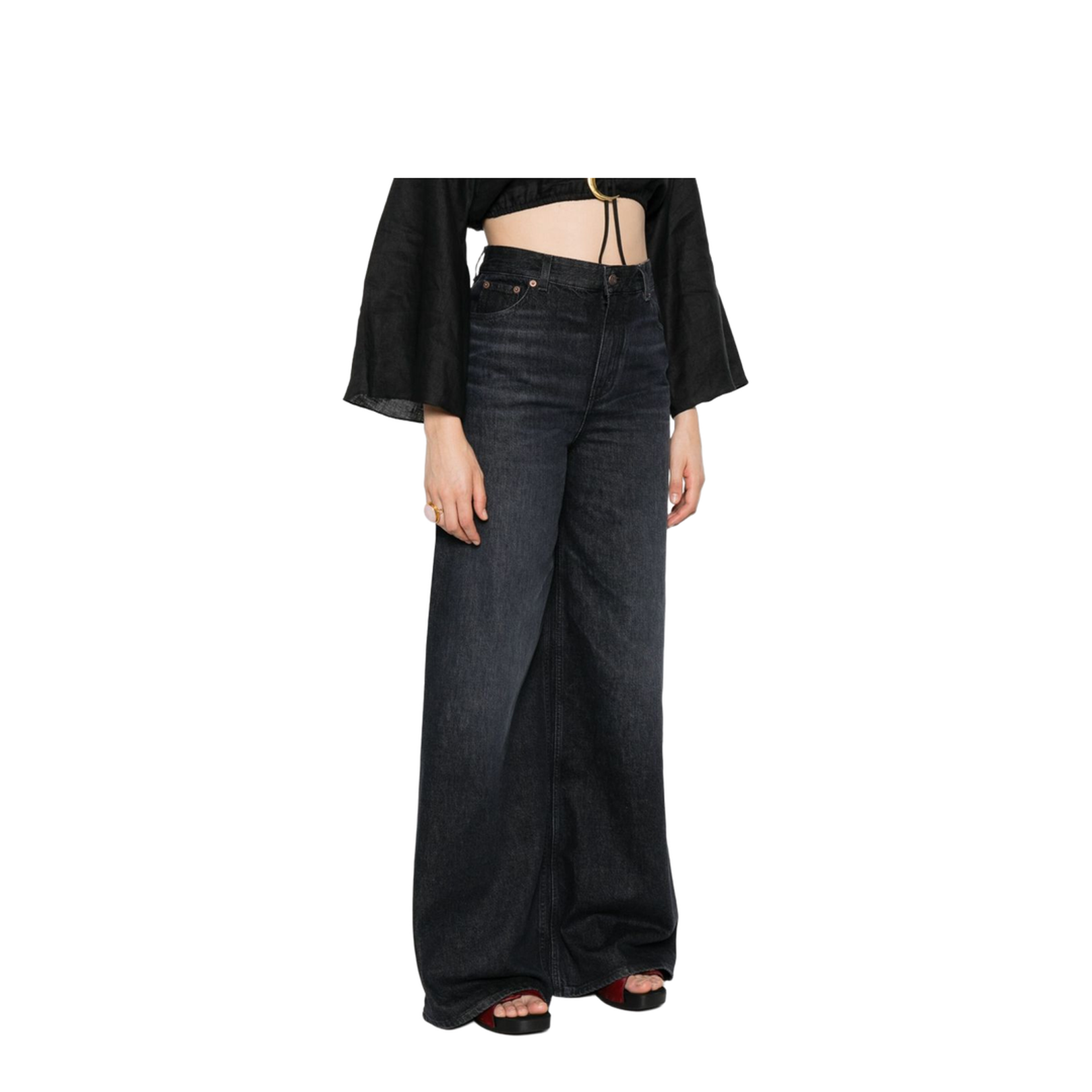 High-rise wide-leg jeans in denim - Image 2