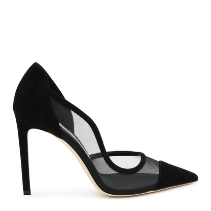 Brigitte 100 Pumps in Black Suede and Mesh - Image 1