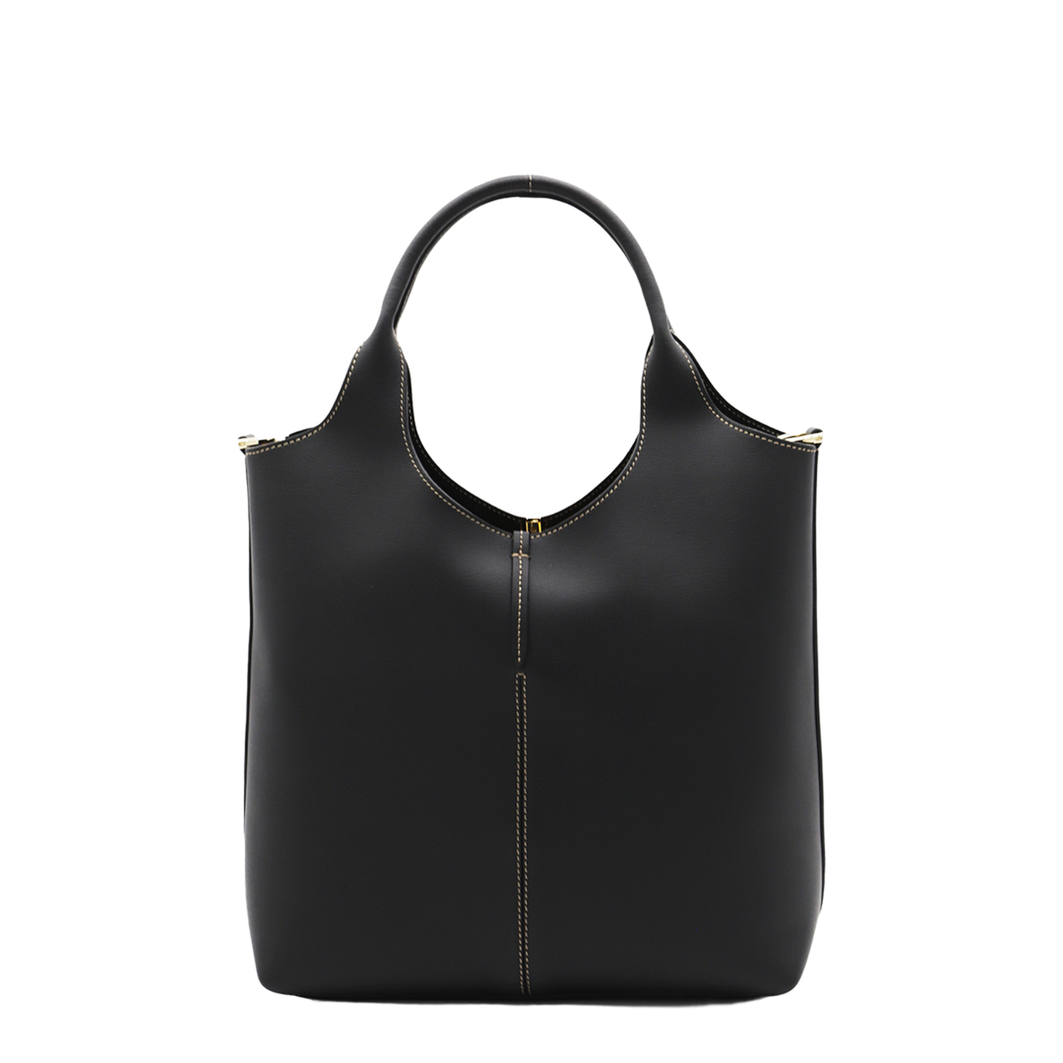 Small Calf Leather Tote - Black - Image 4