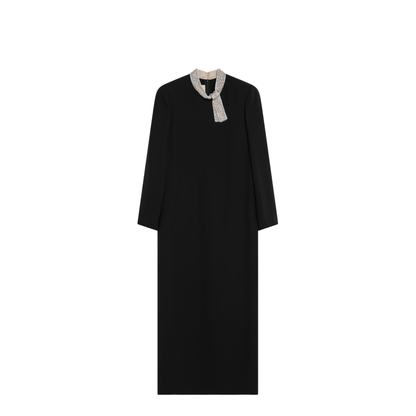 Black Silk Cady Couture Dress - Image 1
