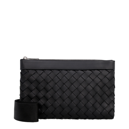 Intrecciato Leather Shoulder Bags - Black - Image 1