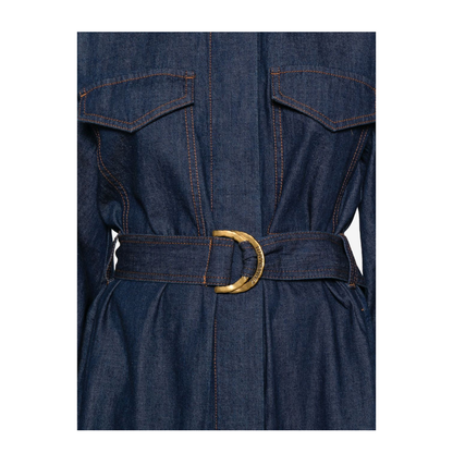 Hypnotic Tuck Midi Dress Navy Stripe - Image 4