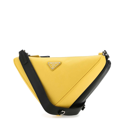 Triangle Saffiano Leather Shoulder Bag - Black + Sole - Image 2