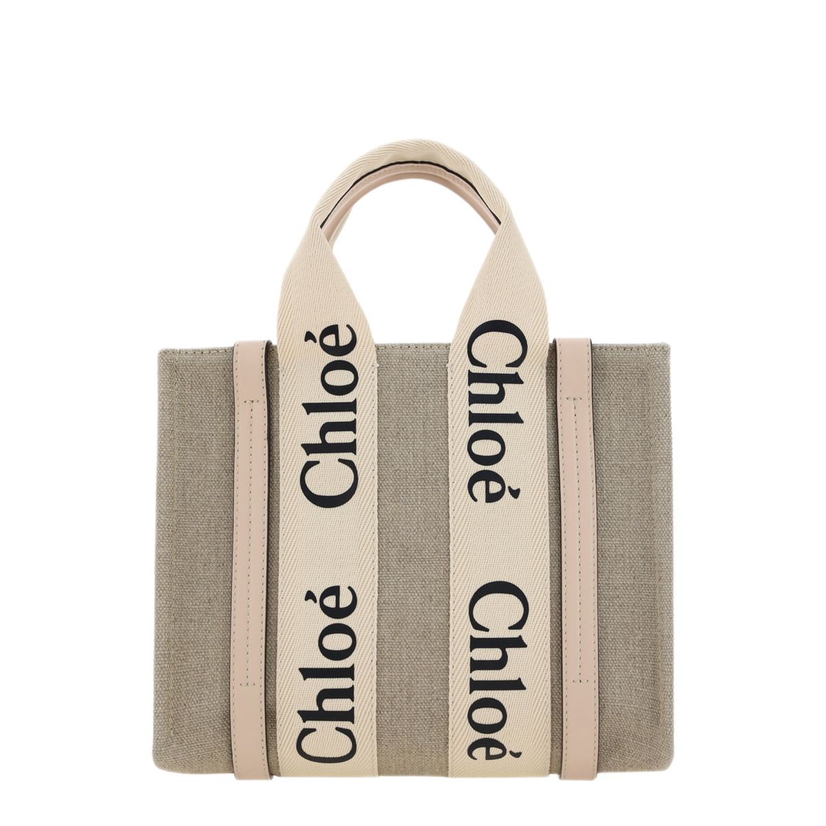 Woody Small Linen Canvas Tote Bag - Cement Pink - Image 1