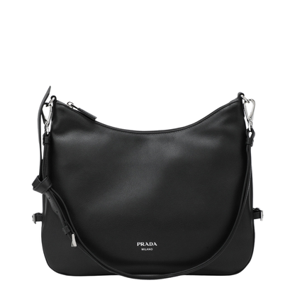 Fold Large Leather Shoulder Bags - Black - Image 1