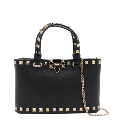 Rockstud Mini Calfskin Shopping Bag - Black - Image 2